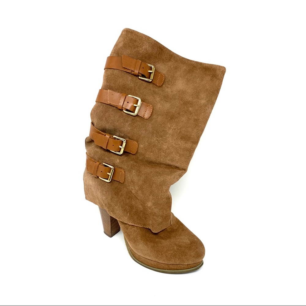 REPORT Monroe Suede Buckle Fold Over Cuff Boots